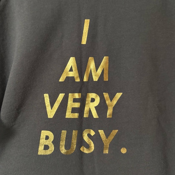 ban.do I AM VERY BUSY Gray Crewneck with Gold Print - Picture 3 of 4